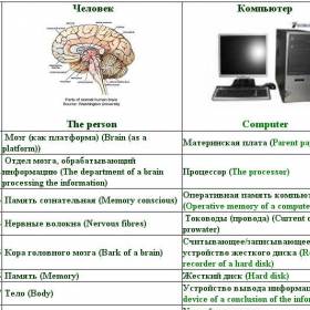 одна из интерпретаций - Таблица сравнение компьютера и человека.
