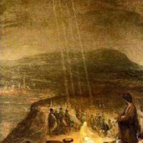 Крещение Христа - Арт де Гелдер (ученик Рембрандта) 1710 год. Вы видите в небе несомненно космический корабль, с сияющими вниз лучами на Христа. - НЛО в древности (подтверждения и находки)
