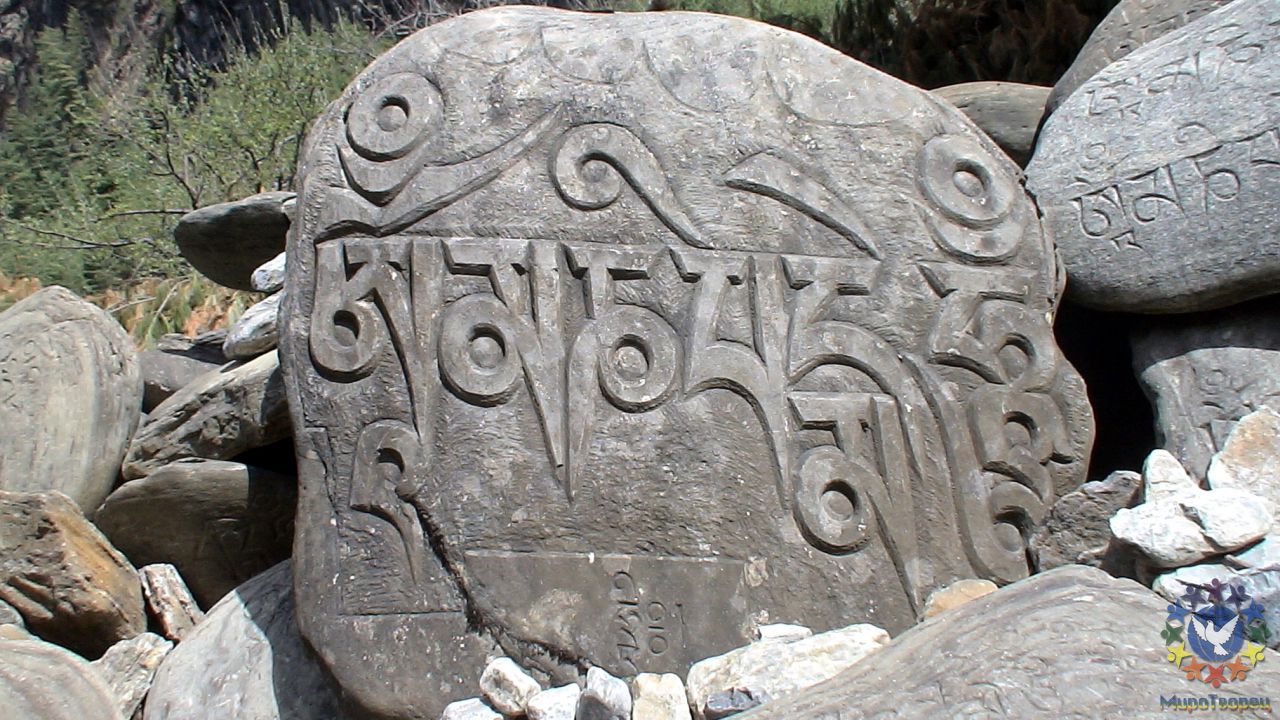 Каменные письмена,очень часто встречаются. - Крестьянинов Владимир, группа «Радуга», Непал Аннапурна