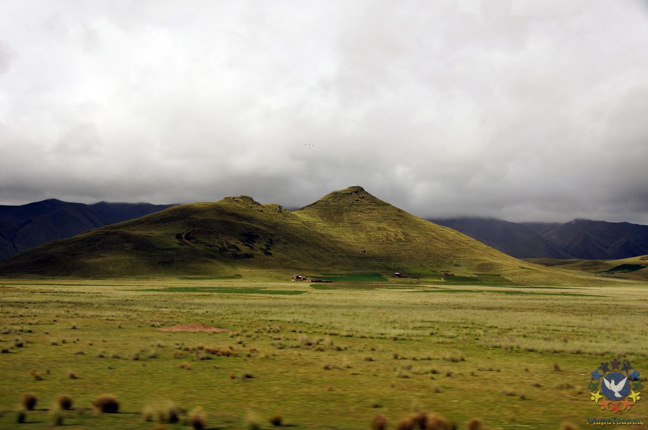 На автобусе едем в фольклорную столицу  Пуно  по живописному внутреннему плоскогорью Центральных Анд. Плато Альтиплано (altiplano, с исп. alto - высокий и plano - плоскость) - второе по величине горное плато на нашей планете после Тибета, занимает обширную территорию в четырех странах: Перу, Боливии, Чили и Аргентине. - Перу, февраль 2012, г. Пуно, о.Титикака