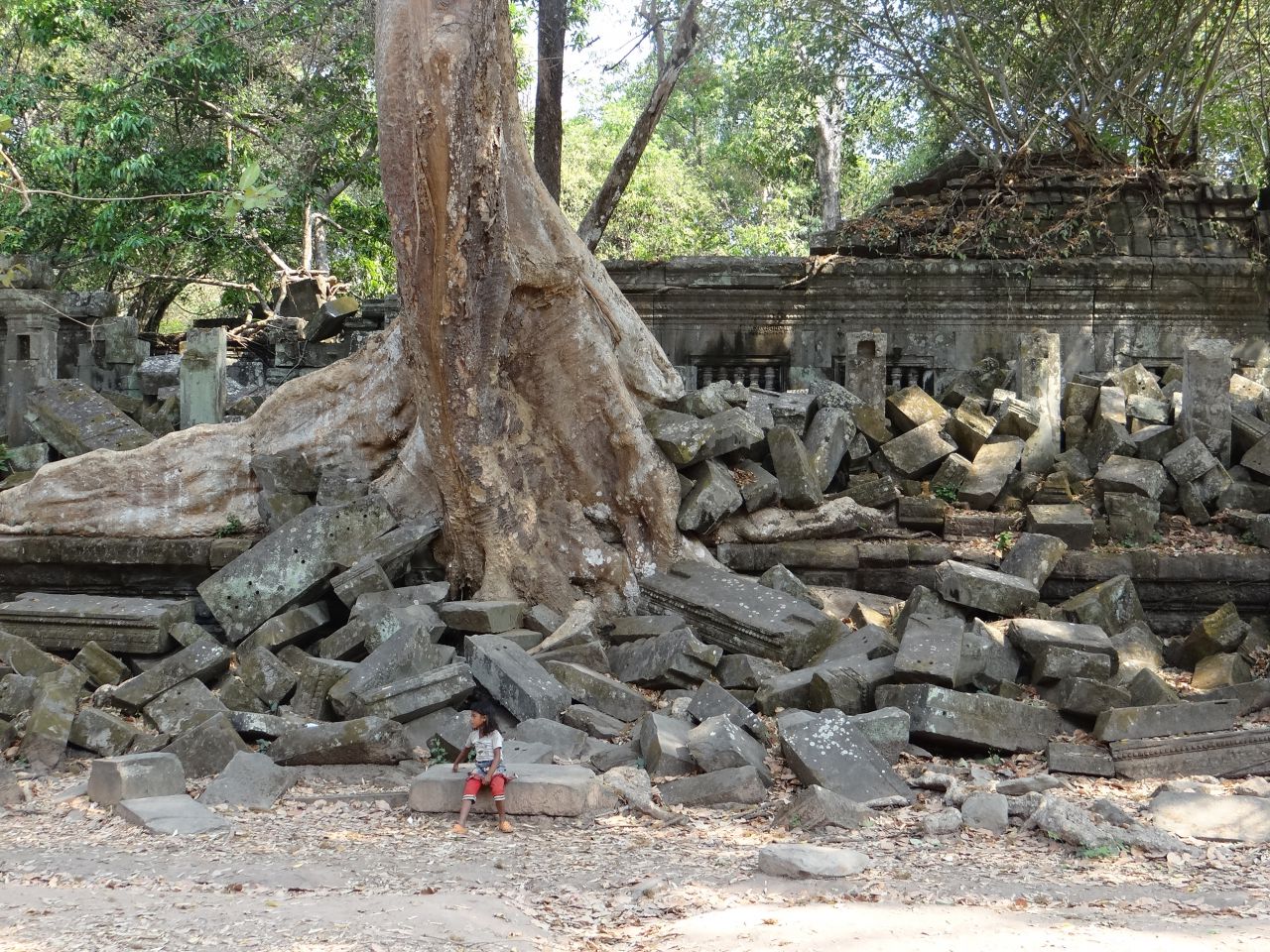 Храм зарос джунглями, но в последние годы его местами слегка расчистили от особенно густой растительности. Комплекс окружен огромным оборонительным рвом, образовавшим «островок» длиной в 1,2 километра и шириной в 900 метров. - Камбоджа, Лаос. Февраль 2014. Часть 3.