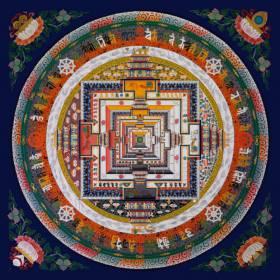 Калачакра мандала — мандала в виде круговой или пространственной схемы мироздания. геометрический символ сложной структуры, который интерпретируется как модель вселенной, «карта космоса». Тибетское слово для мандалы - «кхилкхор», что означает -«центр круга со внешними стенами и окружающей средой».  - Квадратура Круга