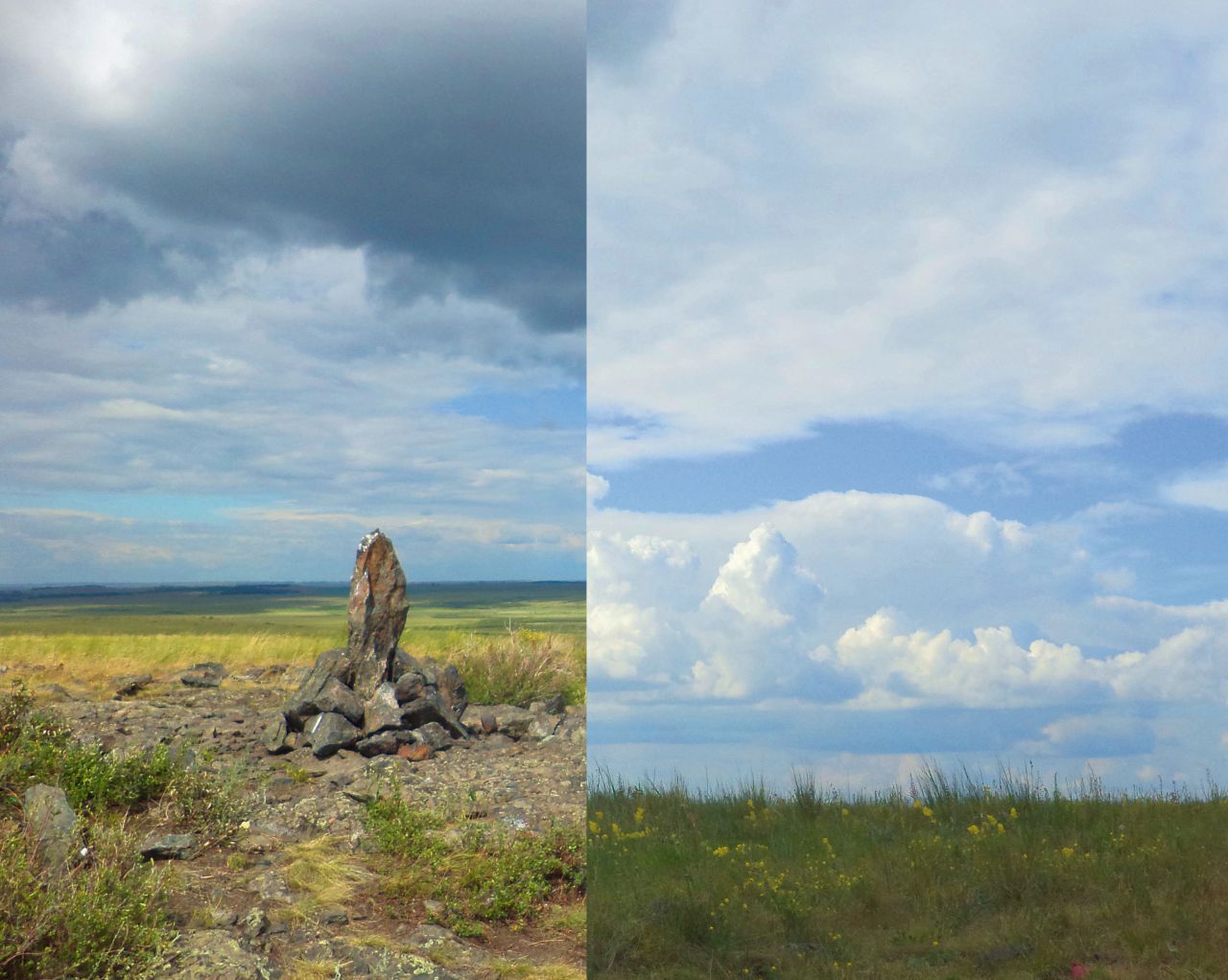 Отражение менгира в небе 1 июля 2016 г.   - Аркаим. Закат  и отражение Менгира. Июль 2016