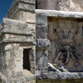 ...Храм фресок состоит из трех уровней, символизирующих три сферы Вселенной майя - подземный мир мертвых, жизнь и небо, обитель богов. Жрецы майя использовали храм в качестве обсерватории для наблюдения за движением Солнца. - 2016 Мексика