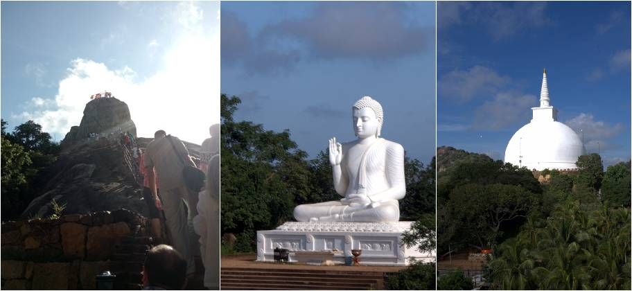 Три вершины Михинтале: Скала Приглашения/Aradhana Gala, Ступа Маха Сейя, Белый Будда. С течением времени монастырь разросся, приобрел влияние, и до 13 века был третьим величайшим монастырским комплексом в Шри-Ланке. Веками здесь возводились ступы (их было больше 60), и некоторые - довольно большие. - 2017 ШРИ-ЛАНКА МИХИНТАЛЕ – РИТИГАЛА