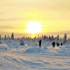 30 декабря 2018 год, неповторимый закат...а уже к середине ночи крупными хлопьями повалил снег, и закружило, завьюжило, замело... - Четыре дня Пермской Лапландии...