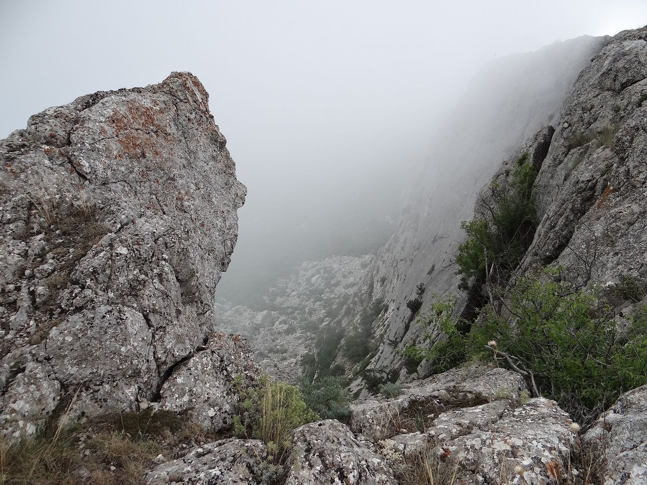 начинает туман просеиваться - открывается некоторые виды на долину - Крым 2019. часть 2. День второй