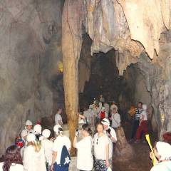 Гора Металла (Ким Сон) расположена на берегу реки Со Со и напоминает колокол. В ней расположена пещера Quan Am усеянная сталактитами и сталагмитами, в которых местные жители видят очертания Будды.  - Фотоотчет Вьетнам 2019. Часть 7.
