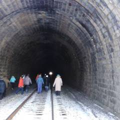 Самый длинный тоннель на мысе Половинный. Пробежать его обязательно надо! Хотя там, вдалеке, видели идущий поезд.  Решили, что успеем… - Поездка на зимний Байкал 5-13 февраля 2021 год.
